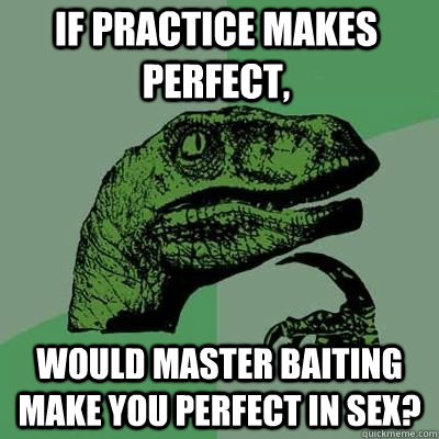 if practice makes perfect would master baiting make you per - Philosoraptor
