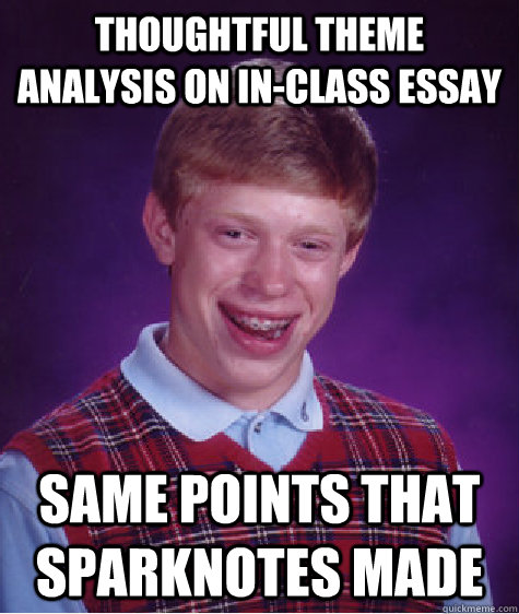 thoughtful theme analysis on inclass essay same points that - Bad Luck Brian