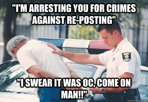 im arresting you for crimes against reposting i swear i - Karma Cop