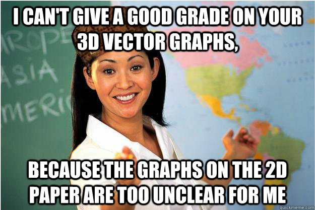 i cant give a good grade on your 3d vector graphs because - Scumbag Teacher