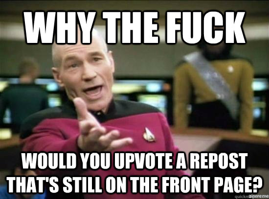 why the fuck would you upvote a repost thats still on the f - Annoyed Picard HD