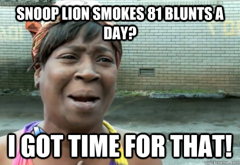 snoop lion smokes 81 blunts a day i got time for that - aint nobody got time