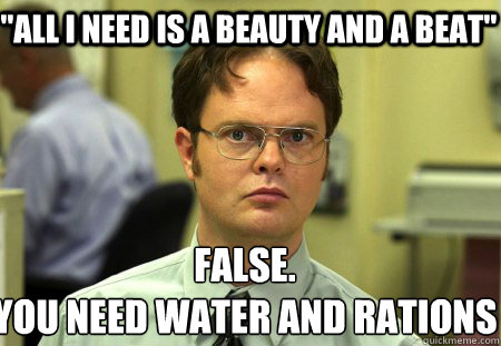 all i need is a beauty and a beat false you need water an - Schrute