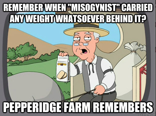 remember when misogynist carried any weight whatsoever beh - Pepperidge Farm Remembers