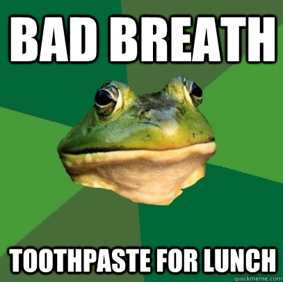 bad breath toothpaste for lunch - Foul Bachelor Frog