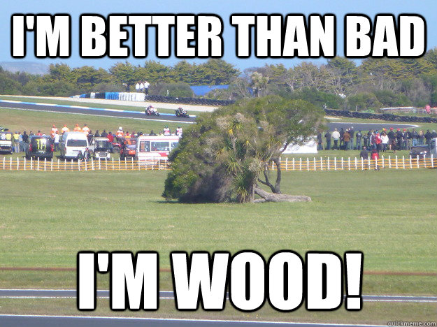 im better than bad im wood - Go home tree