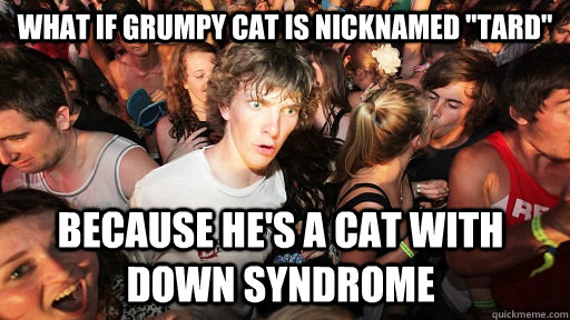 what if grumpy cat is nicknamed tard because hes a cat wi - Sudden Clarity Clarence