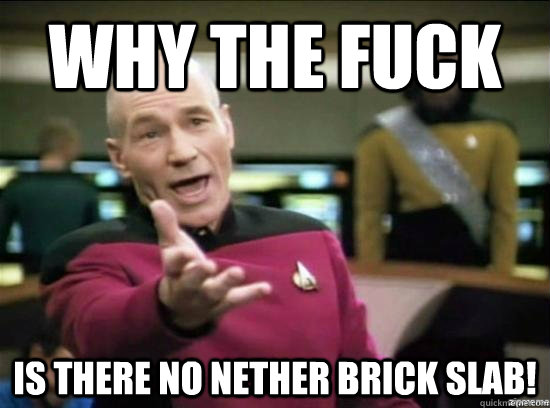why the fuck is there no nether brick slab - Annoyed Picard HD