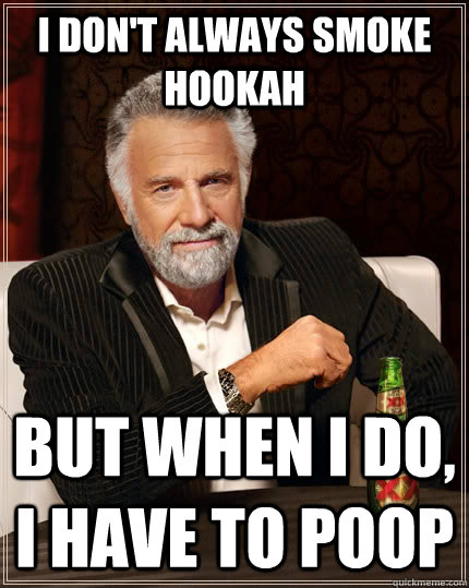 i dont always smoke hookah but when i do i have to poop - The Most Interesting Man In The World