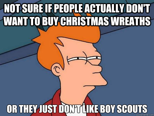 not sure if people actually dont want to buy christmas wrea - Futurama Fry
