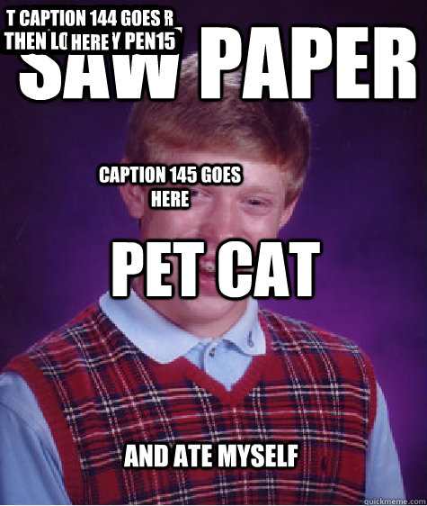 saw paper pet cat and ate myself and added another caption c - Bad Luck Brian