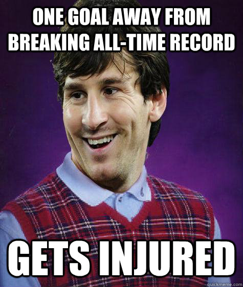 one goal away from breaking alltime record gets injured -