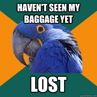 havent seen my baggage yet lost - Paranoid Parrot
