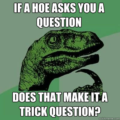 if a hoe asks you a question does that make it a trick quest - Philosoraptor
