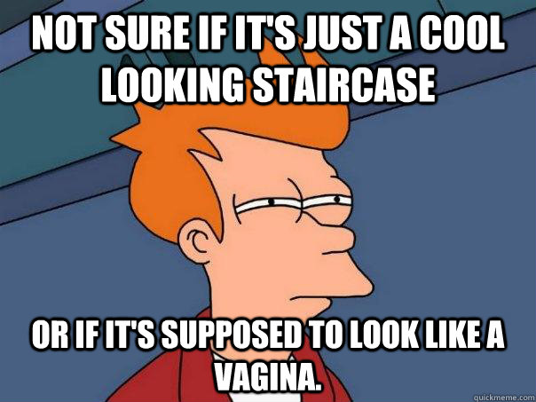 not sure if its just a cool looking staircase or if its su - Futurama Fry