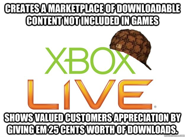 creates a marketplace of downloadable content not included i - Scumbag Xbox Live
