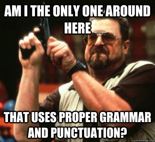 am i the only one around here that uses proper grammar and p - Am I The Only One Around Here