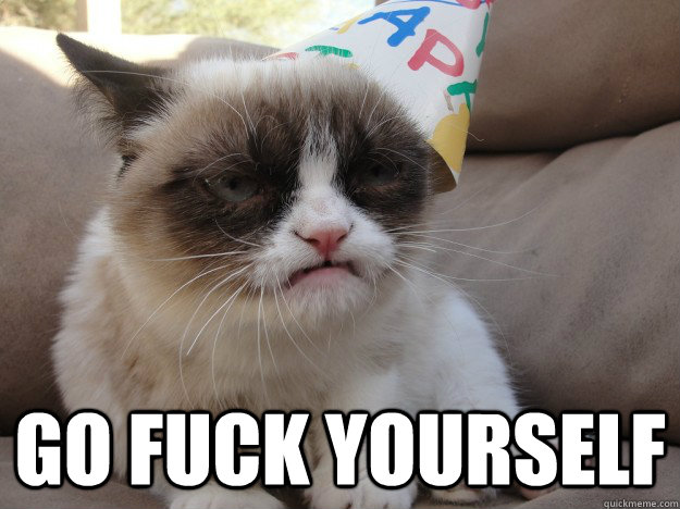 go fuck yourself - Grumpy Birthday Cat