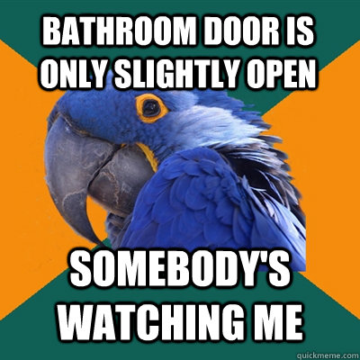 bathroom door is only slightly open somebodys watching me - Paranoid Parrot