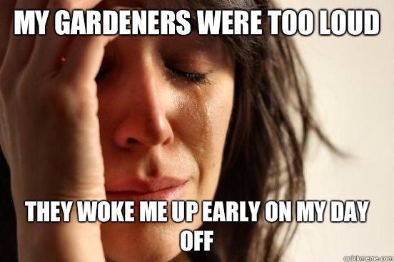 My gardeners were too loud they woke me up early on my day o - First World Problems