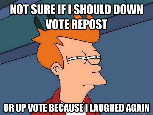 not sure if i should down vote repost or up vote because i l - Futurama Fry