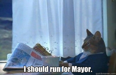 i should run for mayor - I should buy a bike