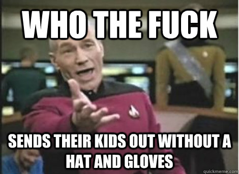 who the fuck sends their kids out without a hat and gloves - ANNOYED PICARD