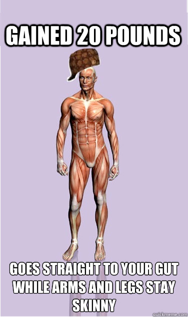 gained 20 pounds goes straight to your gut while arms and le - Scumbag Body