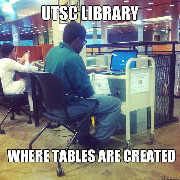 utsc library where tables are created -