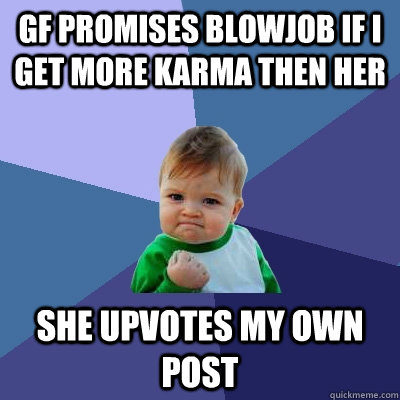 gf promises blowjob if i get more karma then her she upvotes - Success Kid