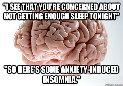 i see that youre concerned about not getting enough sleep - Scumbag Brain