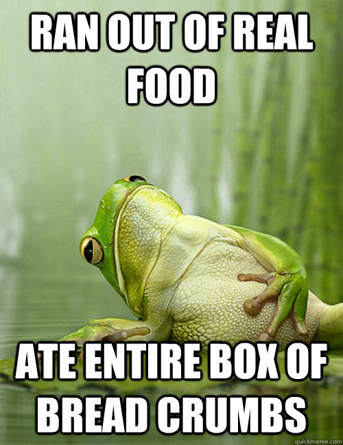 ran out of real food ate entire box of bread crumbs - Full Bachelor Frog