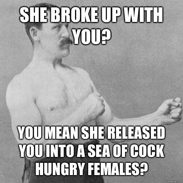 She broke up with you YOU MEAN she released you into a sea o - overly manly man