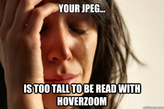 your jpeg is too tall to be read with hoverzoom - First World Problems
