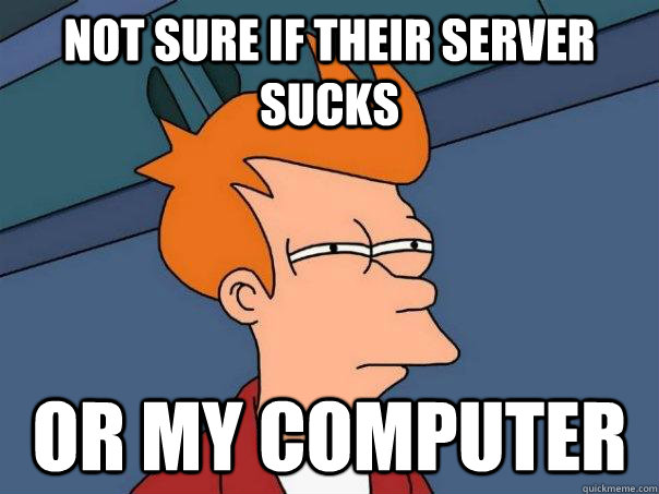 not sure if their server sucks or my computer - Futurama Fry