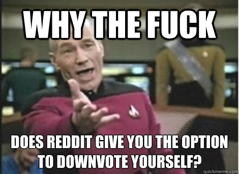 why the fuck does reddit give you the option to downvote you - ANNOYED PICARD
