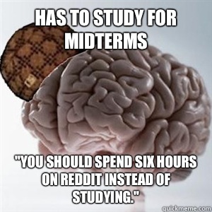 Has to study for midterms You should spend six hours on redd - Scumbag brain