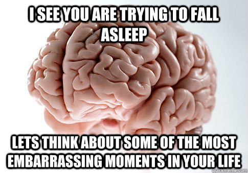 i see you are trying to fall asleep lets think about some of - Scumbag Brain