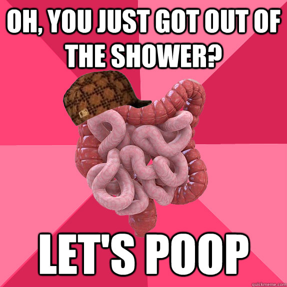 oh you just got out of the shower lets poop - Scumbag Intestines