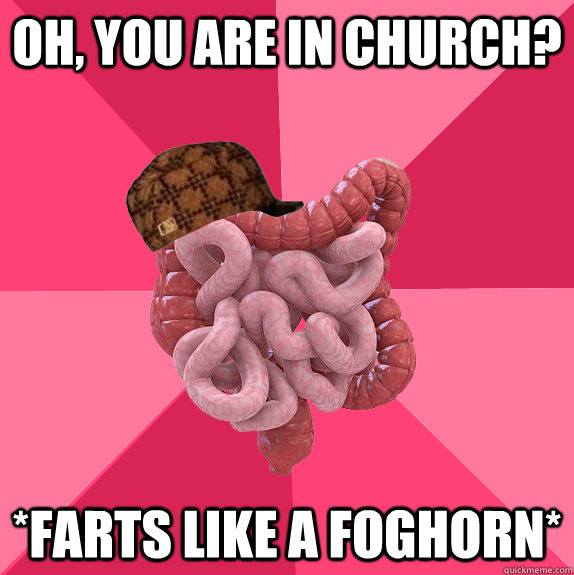 oh you are in church farts like a foghorn - Scumbag Intestines