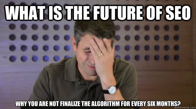 what is the future of seo why you are not finalize the algor - Facepalm Matt Cutts