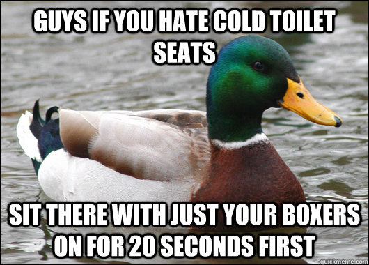 guys if you hate cold toilet seats sit there with just your - Actual Advice Mallard
