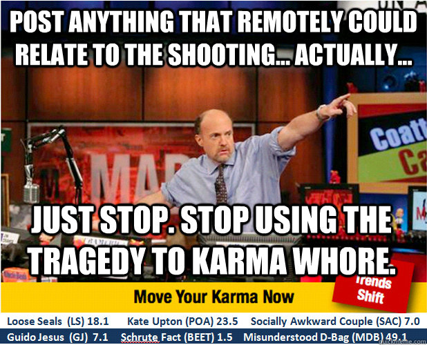 post anything that remotely could relate to the shooting - Jim Kramer with updated ticker