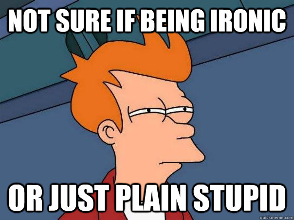 not sure if being ironic or just plain stupid - Futurama Fry