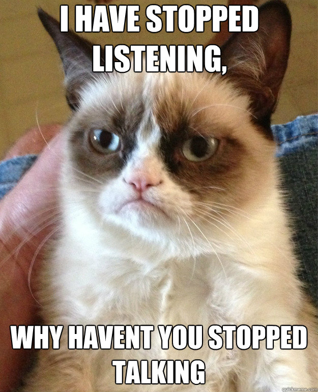 i have stopped listening why havent you stopped talking - Grumpy Cat
