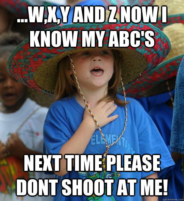 wxy and z now i know my abcs next time please dont sho - Frightened kid