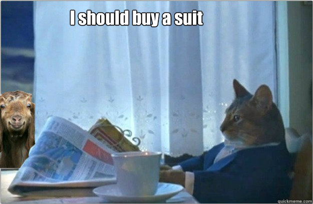 i should buy a suit - Sophisticated cat with a goat.