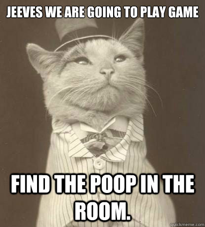 jeeves we are going to play game find the poop in the room - Aristocat