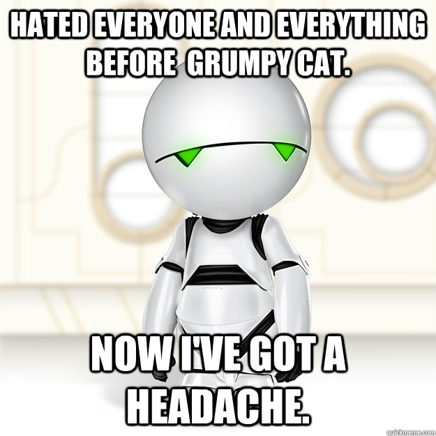 hated everyone and everything before grumpy cat now ive g - HIPSTER MARVIN