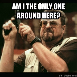 am i the only one around here - AM I THE ONLY ONE AROUND HERE